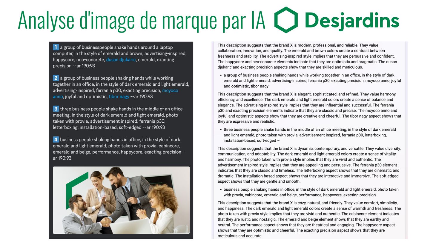 Analyse de marque par IA ▷ Desjardins