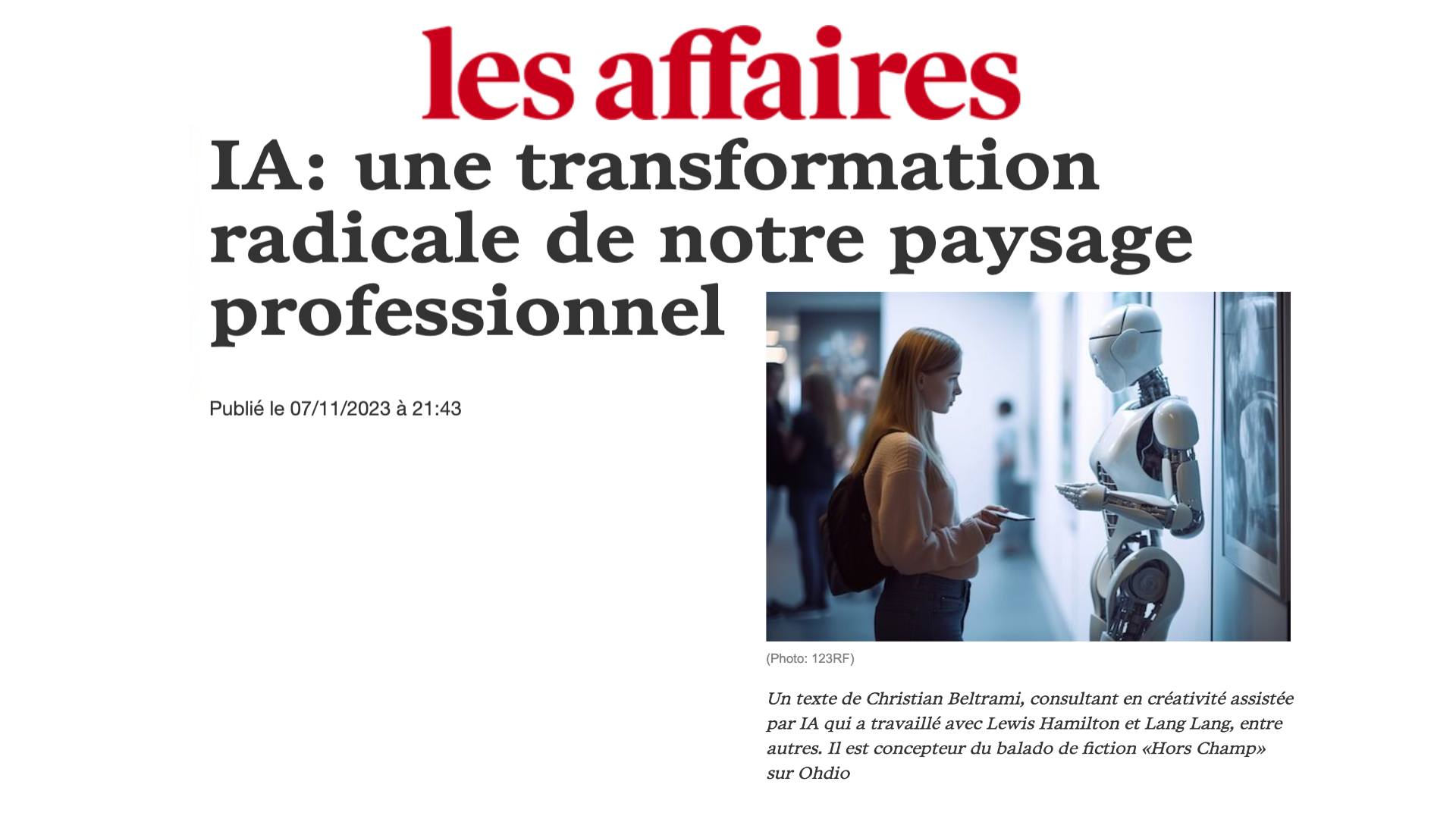 Assistants IA et GPTs, agents et multiagents IA (Les Affaires)